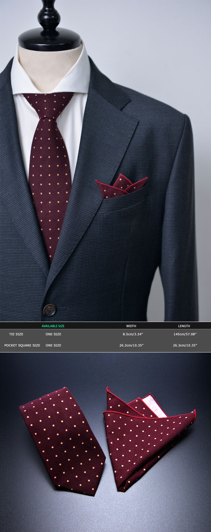 wine bow tie and pocket square